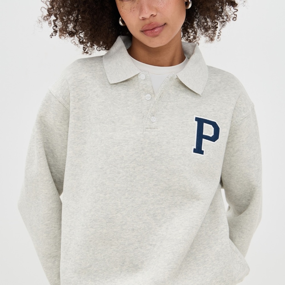 Parker Light Gray Polo Collar Sweater